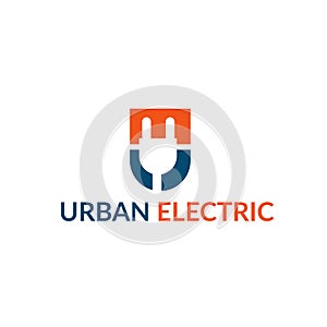 U LETTER ELECTRIC LOGO - Stock vector illustration