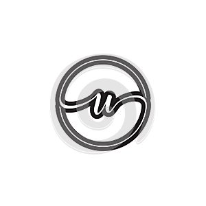U letter script circle logo design vector