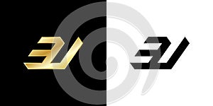 3U logo design, 3U monogram initials letter and number logo concept, gold, icon, vector