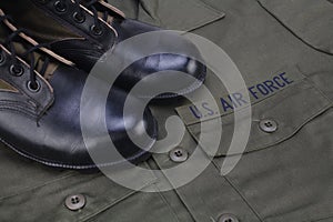 U.S. AIR FORCE olive green uniform with boots photo