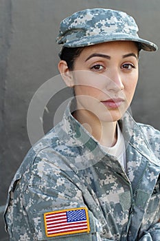 U.S. Army Soldier, Sergeant. Isolated close up showing stress, PTSD or sadness