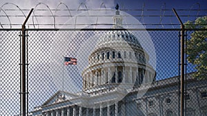 U.S. Capitol Building Behind Razor Wire Fence