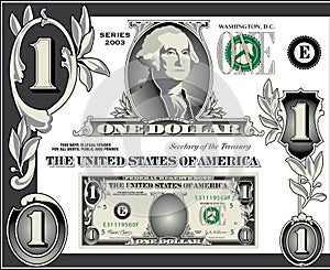 U.S. Dollar bill elements photo