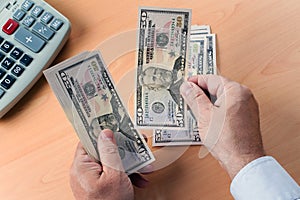 U.S. dollars banknotes are counted