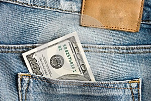 U.S. dollars in the jeans pocket
