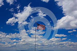 U. S. A. Flag with Clouds and Sky