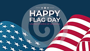 U.S. Flag Day Celebration Banner. United States Happy Flag Day holiday background with waving American national flag.