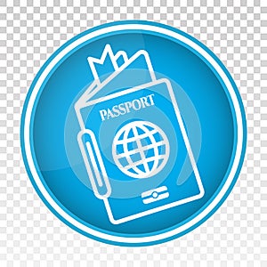 U.S international passport document flat color icon for apps and websites