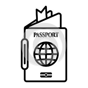 U.S international passport document line art icon for apps and websites