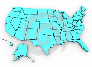 U. S. A. Map - United States 3D Render