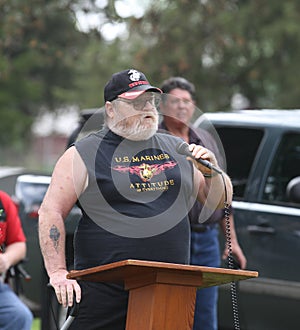 U.S. Marine speaking at Memorial Day Service