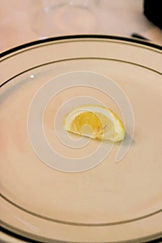 U.S. military POW MIA table lemon wedge on cream china plate