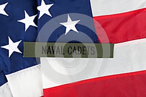 U.S. Naval Cadets Branch Tape on national USA flag photo