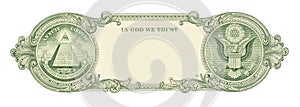 U.S. one dollar border with empty middle area. Clear one dollar reverse side banknote pattern for design purposes
