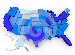 U.S. Population - Map of Most Populated States photo