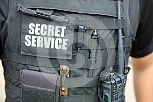 U.S. Secret Service officer in front of White House. Washington DC. USA