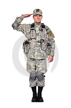 U.S. soldier salutes photo
