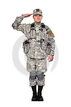 U.S. soldier salutes