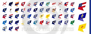 U.S. state flags in abstract modern design, flags sorted alphabetically