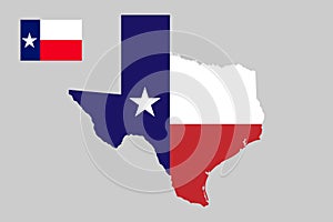 U.S. state of Texas Map outline and flag .Vector illustration