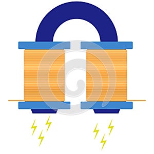 U-shaped electromagnet clipart for physics diagram