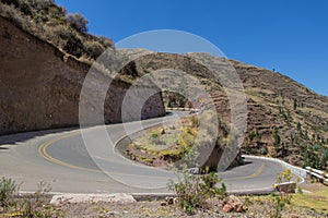 U-shaped turn on a mountain road.