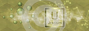 U symbol. Uranium chemical element