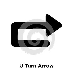 U Turn Arrow icon vector isolated on white background, logo concept of U Turn Arrow sign on transparent background, black filled
