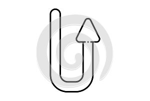 U turn arrow line icon black website symbol minimalist outline sign