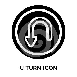 U turn icon vector isolated on white background, logo concept of