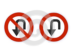 U-turn and No U-turn signs