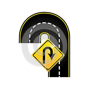 U-turn road sign concept graphic
