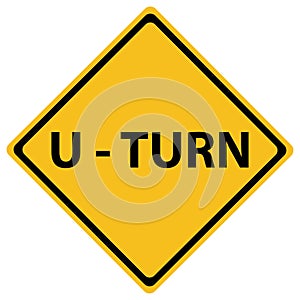 U-turn road sign isolated