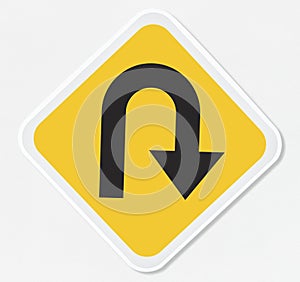 U turn road sign vector illustration