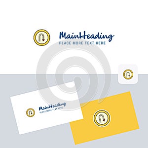 U turn road sign vector logotype with business card template. Elegant corporate identity. - Vector