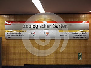 U Zoologischer Garten subway station sign in Berlin