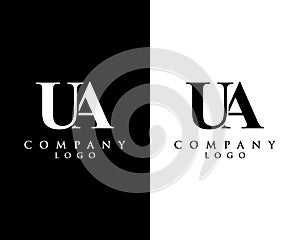 UA, AU letter logo design with black and white color that can be used for creative business and company