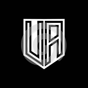 UA Logo monogram shield geometric black line inside white shield color design