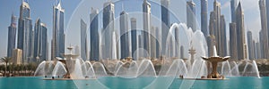 UAE, the city of Dubai, the largest fountain complex in the world, with water shows