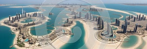 UAE, City of Dubai, Palm Jumeirah Island, an artificial palm-shaped island with luxury villas and hotels