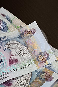 UAE currency dirhams closeup note