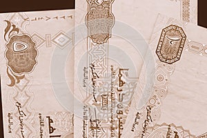 UAE dirham currency background. Brown color toned