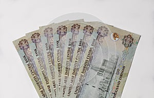 UAE dirham notes.
