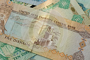 UAE Dirhams. Banknote background