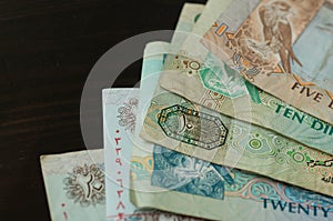 UAE Dirhams. Banknote background