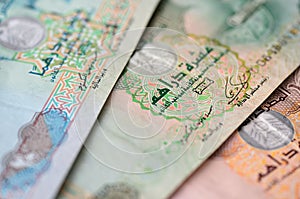 UAE Dirhams. Banknote background