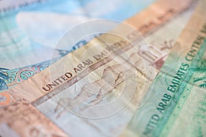 UAE Dirhams. Banknote background