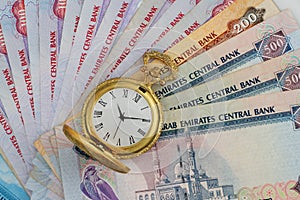 UAE Dirhams with Golden Antique Watch