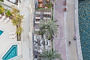 UAE/DUBAI 20 DEZ 2018 - Top view of Dubai Marina promenade. UAE