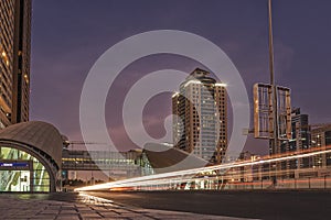 UAE/DUBAI 9 SEP 2012 - Long exposure with rails of cars